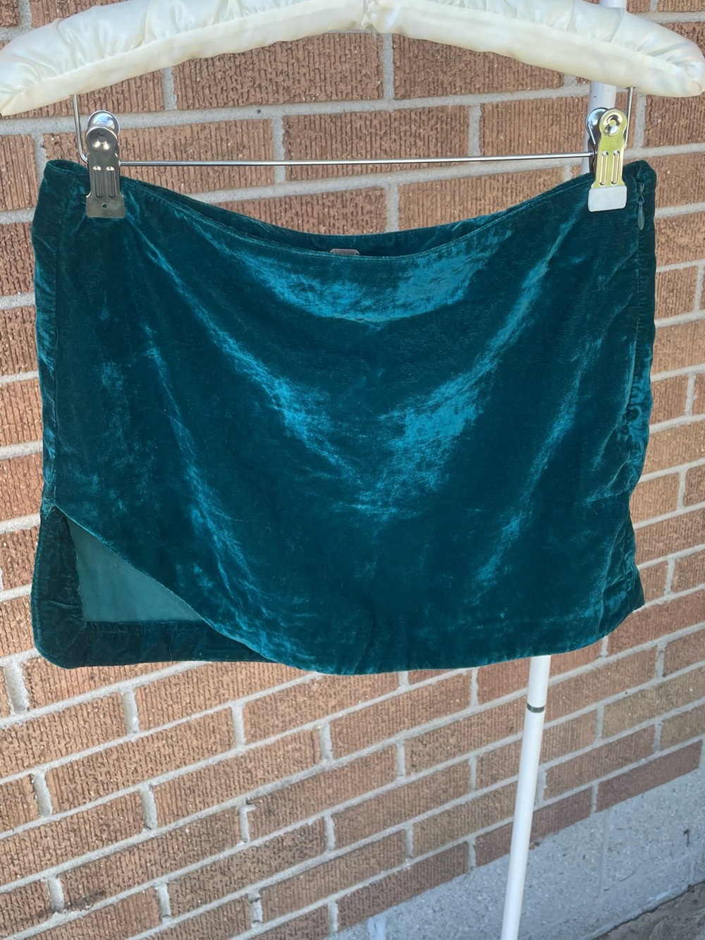 Free People Teal Velvet Mini Skirt